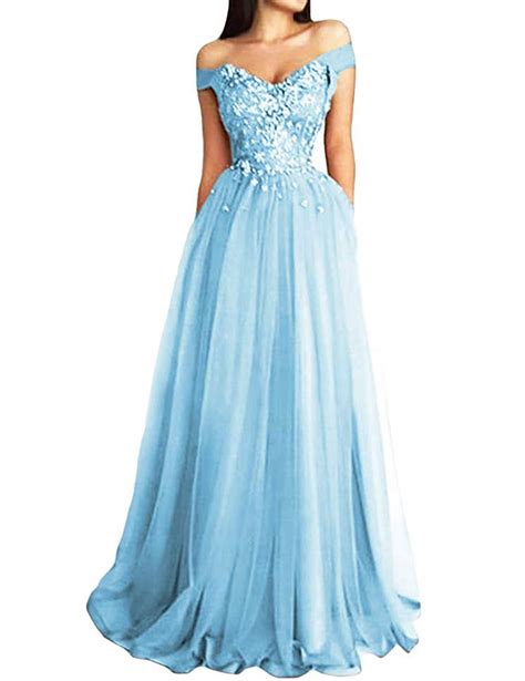 Prom Dress Lace Formal Evening Gowns Long Tulle Off Shoulder Prom Dresses Lace Evening Party