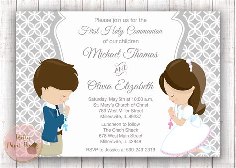 First Holy Communion Invitation For Siblings Twins Cousins Etsy India
