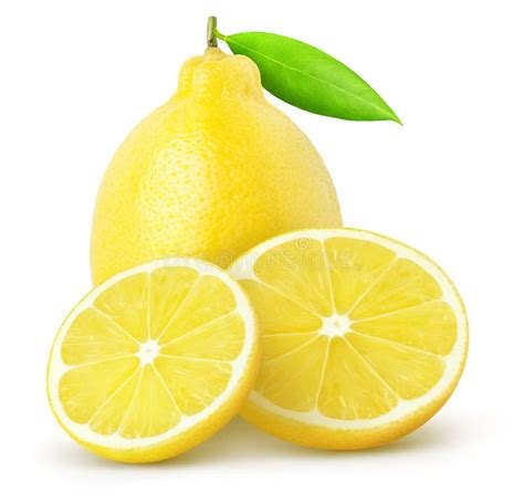 Isolated Lemons Whole Lemon And Slices Isolated On White Stock Photo