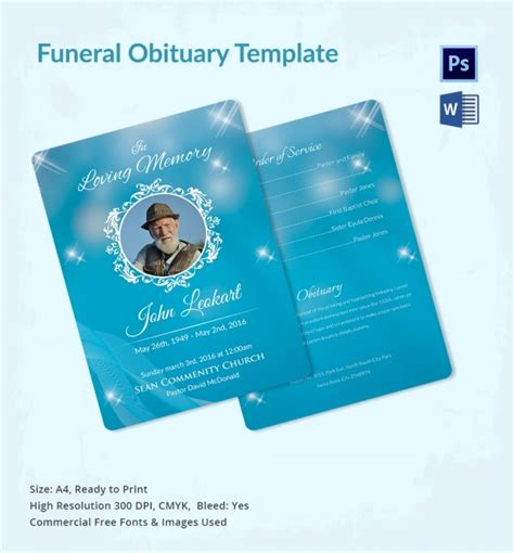 5 Funeral Obituary Templates Word Psd Format Download Free