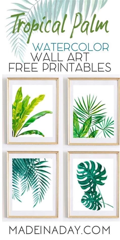 The palm was sacred in mesopotamian religions, and in ancient egypt represented immortality. Beautiful Tropical Palm Watercolor Wall Art Printables ...