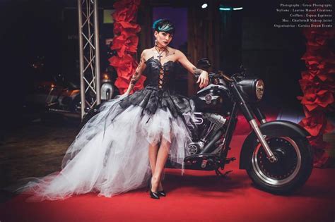 Laurine Masset Rock Wedding Dress Black Leather Bustier Etsy Biker