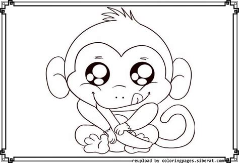 Cute Monkey Coloring Page For Kids Coloring Pages