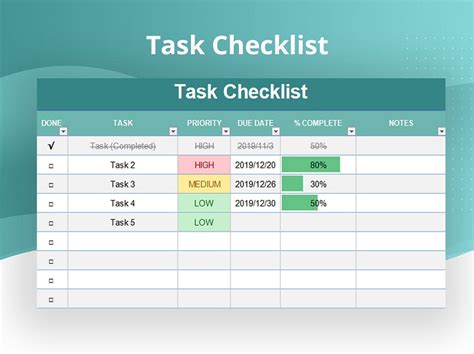 Daily Task List Template Excel