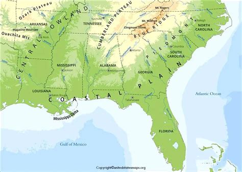 Map Of Southeast Us Southeast Map Of Us