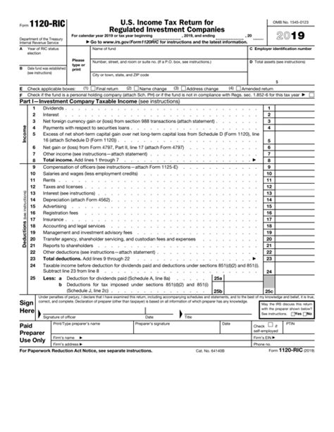 Irs Form 1120 Ric 2019 Fill Out Sign Online And Download Fillable