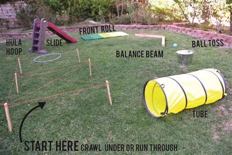 Prepare the backyard pick start and end points for the course and mark them with traffic cones. Outdoor Obstacle Course | Kids obstacle course, Backyard obstacle course, Backyard for kids