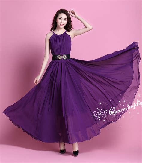 110 Colors Chiffon Dark Purple Long Party Dress Evening Etsy