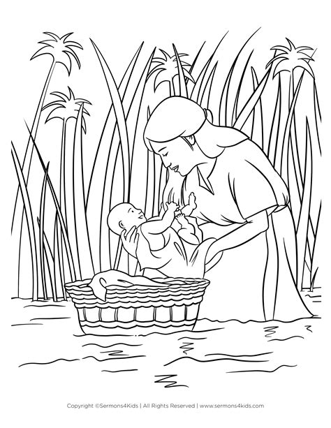 Baby Moses Coloring Page Sermons4kids