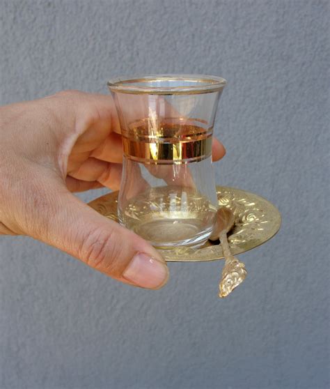 Vintage Turkish Brass Tea Set Brass Roses Teacups Saucers Etsy