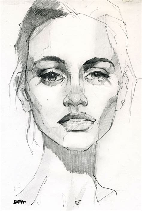 A Pencil Drawing Of A Woman S Face