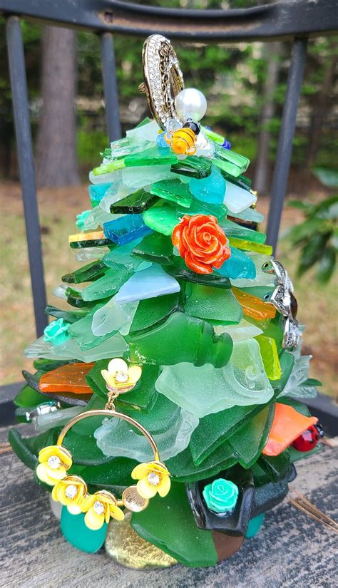 Tumbled Beach Glass Tree Flower Power Etsy