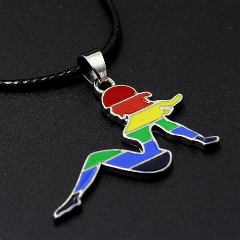 youe shone cut out shape hot girl rainbow necklace with 18 chain lgbt steel lesbian pride
