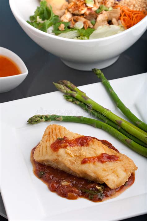 Thai Sea Bass With Asparagus Stock Image Image Of Fancy Bass 38751943