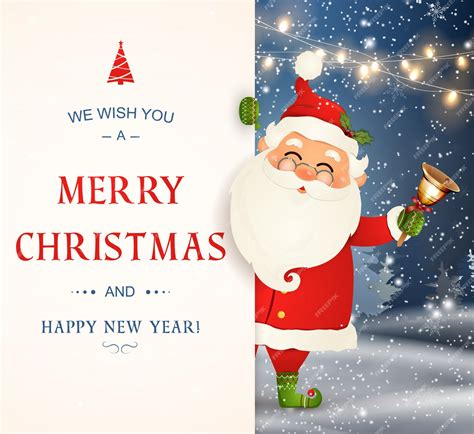 Premium Vector We Wish You A Merry Christmas Happy New Year Santa