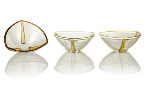 Glasstick White Angular Crystal Bowl Set Size Medium For Home At