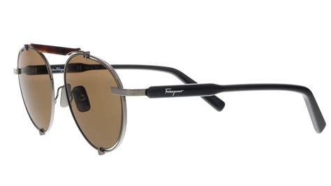 salvatore ferragamo sf197s 069 dark ruthenium oval aviator sunglasses