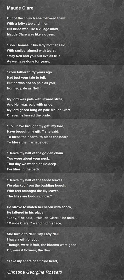 Maude Clare Poem By Christina Georgina Rossetti Poem Hunter Comments