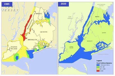 Fecal Bacteria Contamination In New York Waters 1985 Vs 2020 Mapporn