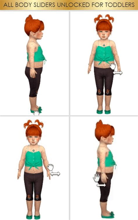 All Body Unlocked Sliders For Toddlers Extras At Redheadsims Sims 4