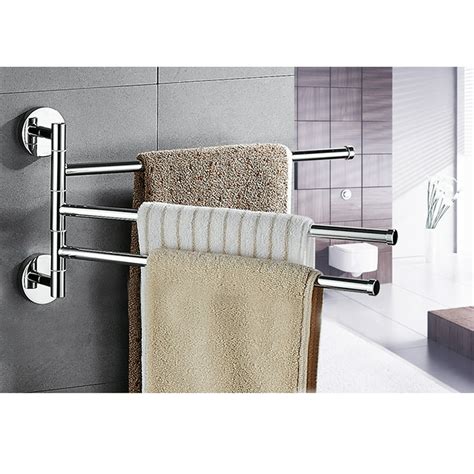 Bath Towel Holder Wall Mounted Swing Out Towel Bar Bathroom Stainless