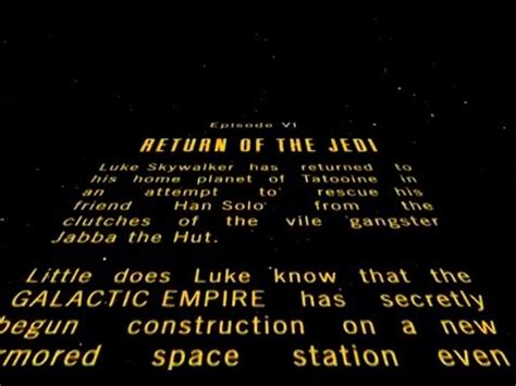 The text scrolls into the middle distance, with the readable text appearing in the lower third. After Effects Star Wars Episode VI opening crawl - YouTube