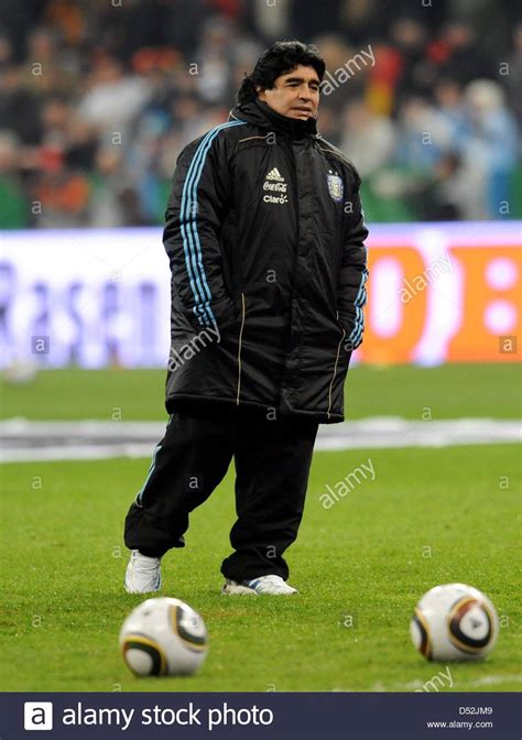 Diego Armando Maradona Head Coach Of Argentinas National Team Stands