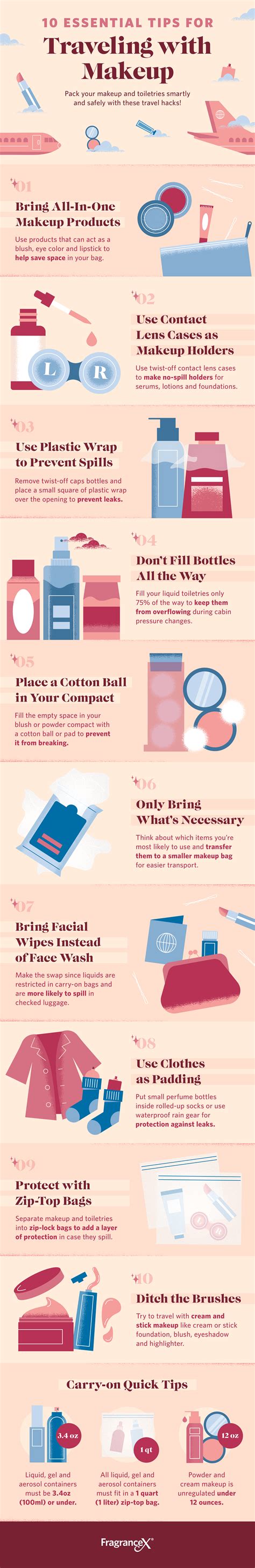 10 Essential Tips For Traveling With Makeup 35 Makeup Infographics