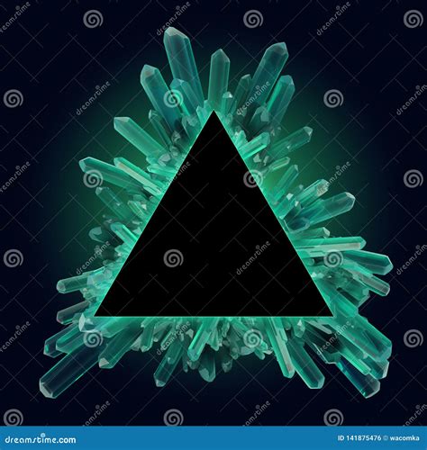 3d Render Abstract Crystal Triangular Frame Modern Gemstone On Black