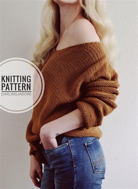 Knitting Pattern Off Shoulder Knit Sweater Pattern Etsy Chunky Knit