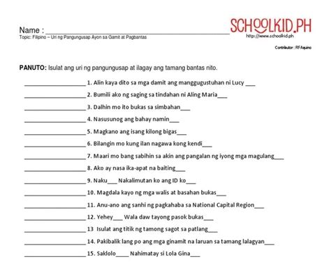 Mga Uri Ng Pangungusap Worksheet Grade 3 Awesome Worksheet