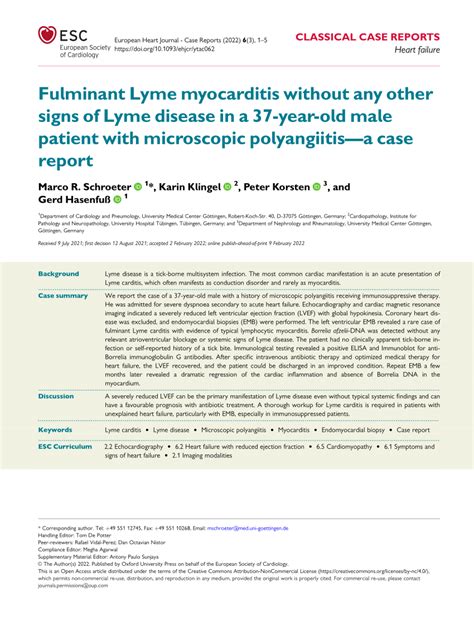 Pdf Fulminant Lyme Myocarditis Without Any Other Signs Of Lyme