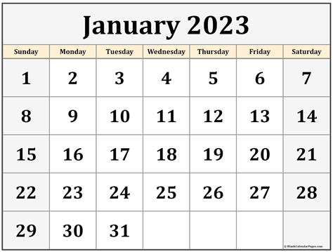 January 2023 Free Printable Calendar 2023 Calender