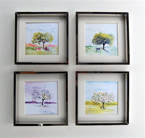 Four Seasons Art Watercolor Painting Wall Decor Spring Summer Fall And Winter In 2020