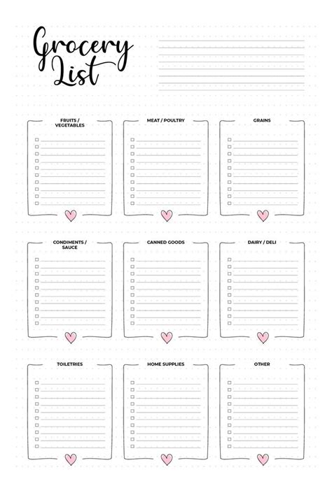 10 Best Grocery List Template Printable Amenable In 2023 Grocery List