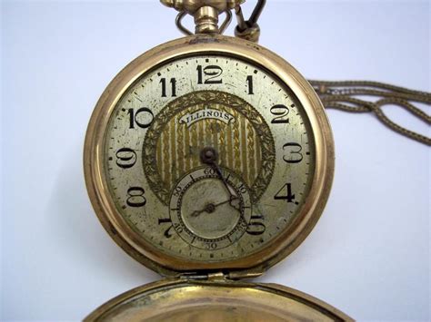 1890s Hand Engraved Illinois Pocket Watch W Fob