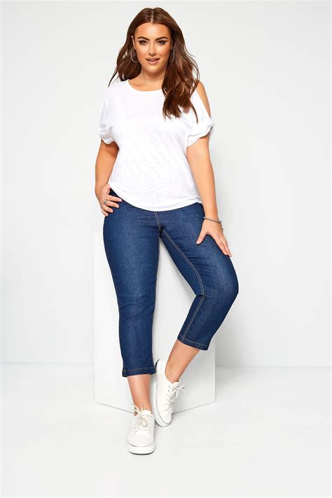 Indigo Blue Cropped Denim Jeans Plus Size 16 To 36 Yours Clothing