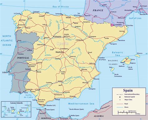 The population growth of some cities is due to boundary changes. Detailed political map of Spain with major roads and major cities | Spain | Europe | Mapsland ...