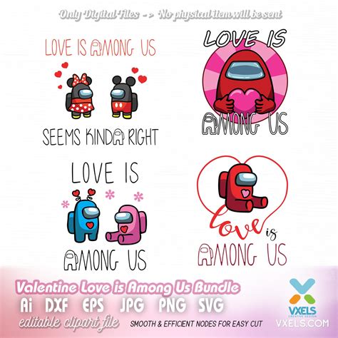 Among Us Layered Svg Valentine Svg Love Is Among Us Svg Among Us Svg