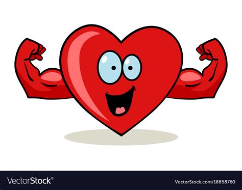 Cartoon Character A Heart With Muscular Hands Vector Image
