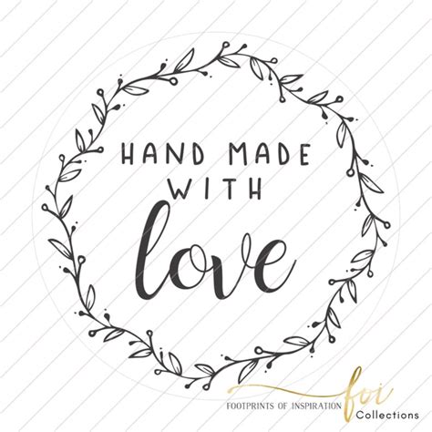 Hand Made With Love Svg Pdf Stickers Etsy
