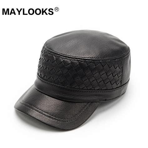Genuine Leather Baseball Cap Men Hats And Caps Solid Color Hand Made