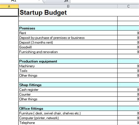 Startup Budget Template Excel