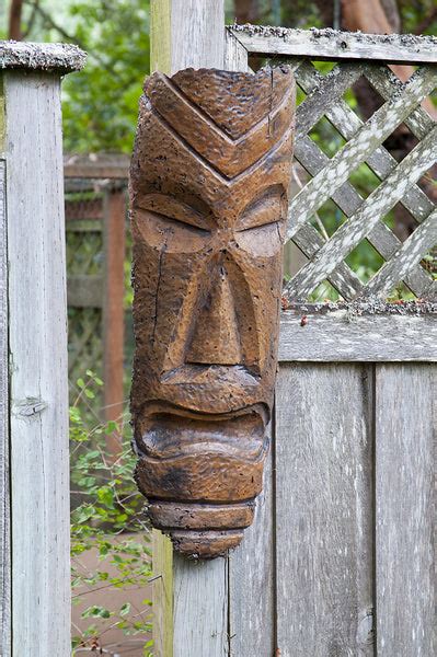 Hanging Polynesian Tiki Mask Cast Artifacts Uniquely Terrific Garden Art