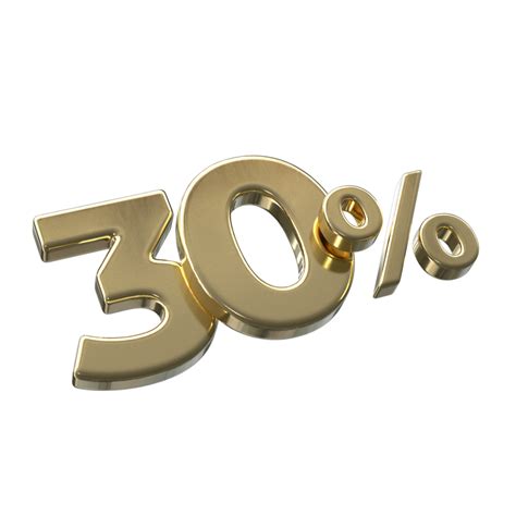 30 Percent 3d Rendering With Gold Color 21114578 Png