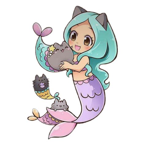 Mermaid Mythical  Pusheen Pictures Colouring Mermaid