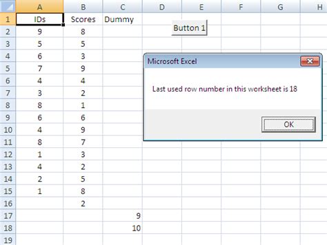 Excel Vba Find Last Used Row And Last Used Column