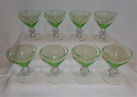 vintage green ball stem martini cocktail glasses 8 etsy