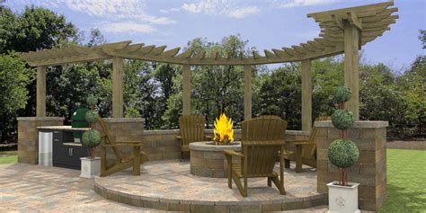 Pound a rebar stake into the ground at the center of the fire pit then mark the circumference of the circle. Fireplace Patio Backyard Pergola D Paver Patios Gallery With Fire Pit Do It Yourself Pavers ...