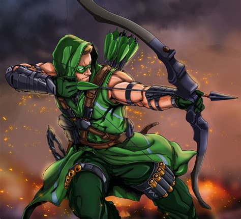 An Animated Image Of A Green Arrow Archer
